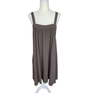 Garnet Hill Jersey Knit Sleeveless Shift Dress Brown Sz M Vacation Resort Casual